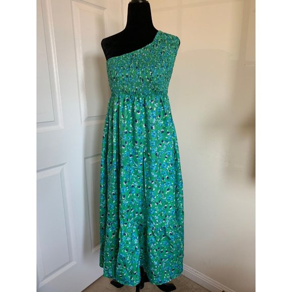 Floral Print Shirred One Shoulder Ruffle Hem Dress - Picture 5 of 7